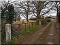 SO8295 : Farm road and bridleway north-west of Seisdon in Staffordshire by Roger  D Kidd