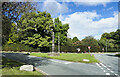 SJ9722 : Traffic island at Tixall with obelisk by Trevor Littlewood