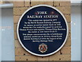 SE5951 : Plaque at York Railway Station (1) by David Hillas