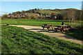 SY4692 : Picnic tables, Asker Meadows by Derek Harper