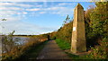 SJ4983 : Obelisk on site of former navigation marker, Trans Pennine Way, Hale Bank by Colin Park