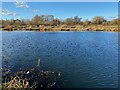 SP2964 : Fishing lake in winter, Myton Fields, Warwick by Robin Stott