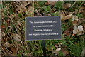 TM3865 : Sign for Platinum Jubilee memorial tree, Kelsale playing field by Christopher Hilton