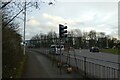 SJ8084 : Traffic light on Wilmslow Road roundabout by DS Pugh