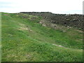 SE0551 : Drystone wall, bedrock and former quarry by Christine Johnstone