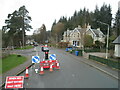 NH9924 : Roadworks in Dulnain Bridge, near Grantown-on-Spey by Malc McDonald