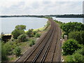 SZ0092 : Railway across Holes Bay, near Poole by Malc McDonald