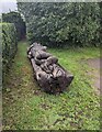 ST3592 : Wooden sculpture, Llanhennock, Monmouthshire by Jaggery