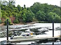 SK6843 : The weir, with beach and cliff opposite, seen from the island, Gunthorpe Lock by Ruth Sharville