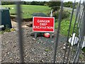 SH5970 : Danger deep excavation sign, Bryn by Meirion