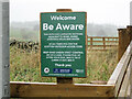 NT2346 : Notice on Eddleston Water cyclepath by Jim Barton