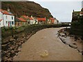 NZ7818 : Staithes  Beck  toward  the  harbour by Martin Dawes