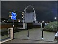 SK4292 : The Rotherham flood barrier by night by Stephen Craven