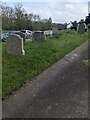 SO1738 : Churchyard headstones, Glasbury, Powys by Jaggery