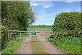 SJ8501 : Gate between arable fields near Wrottesley in Staffordshire by Roger  D Kidd