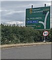 SO4208 : Signs alongside the A40 near Raglan, Monmouthshire by Jaggery