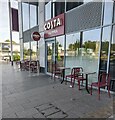 ST3486 : Tables and chairs outside Costa Coffee in Newport Retail Park by Jaggery