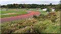 SU4116 : Northern end of the athletics track, Southampton Outdoor Sports Centre by David Martin