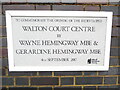 SP8112 : Commemoration Stone at Walton Court Centre (2) by David Hillas