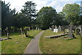 SK0724 : Path through graveyard of St Nicholas Church, Abbots Bromley by Rod Grealish