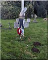 SO6521 : Soldier silhouette and poppy wreath, Lea, Herefordshire  by Jaggery