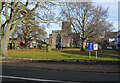 SJ9223 : View across churchyard to West End of St Mary's Church, Stafford by Rod Grealish