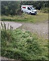 SO2508 : White van parked near the railway station, Blaenavon by Jaggery