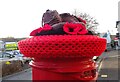 SX8767 : Detail, yarn bombed Elizabeth II postbox on Fore Street, Kingskerswell by JThomas