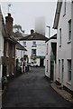 SX8648 : Stoke Fleming Post Office & Church in the mist by N Chadwick