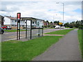 SP8112 : Aylesbury: Bus stop in Churchill Avenue by Nigel Cox