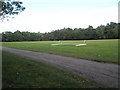 SU8737 : Fallen goalposts at the cricket field by Basher Eyre