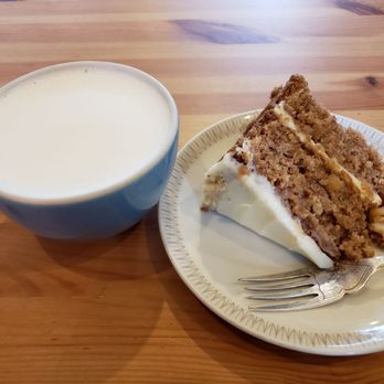 Parsnip & Hazelnut cake and Honey oatmilk.