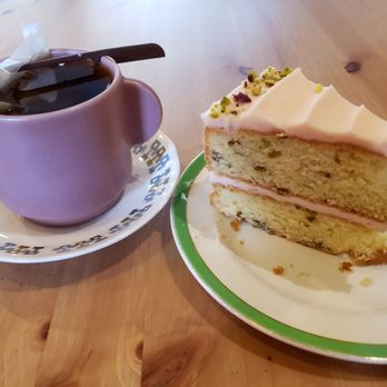 Violet Petal tea and Pistachio Rose cake.