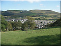 SS8594 : Grazing land above Caerau with a view towards Mynydd Bach by eswales