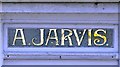 TQ7126 : Gilding on Glass above the door at Jarvis the Butcher at Etchingham by tristan forward