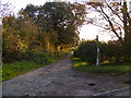 TM3564 : Footpath to Glemham Road & Deadman's Lane & entrance to Grove Farm by Geographer