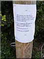 TM4358 : Footpath Notice attached to the gatepost at Grange Farm Entrance by Geographer