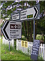 TM4159 : Roadsigns on the A1094 Aldeburgh Road at Black Heath Corner by Geographer