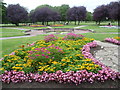 TQ1376 : Flower beds in Lampton Park by Marathon