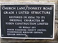 NZ9011 : Plaque on Church Lane/Donkey Road by Pauline E