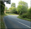 SO3117 : Sharp bend ahead, Hereford Road, Triley Mill by Jaggery