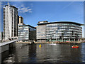 SJ8097 : Media CityUK, Footbridge and BBC Buildings by David Dixon