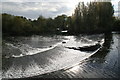 SK3538 : Glistening weir on the Derwent by Chris Allen