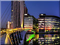 SJ8097 : BBC Offices and MediaCity Footbridge by David Dixon