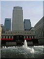 TQ3780 : The fountain in Cabot Square, Canary Wharf by Steve  Fareham