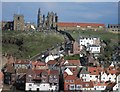 NZ9011 : Whitby Abbey from across the river by Steve  Fareham