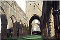 NX9666 : Sweetheart Abbey: looking east along the nave by Christopher Hilton