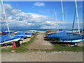 TQ6502 : Boats at Pevensey Bay Sailing Club by Chris Heaton