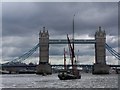 TQ3380 : Thames sailing barge Thistle with Tower Bridge beyond by David Martin