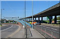 TQ2287 : Long ramp up to a footbridge under the North Circular Road, London NW2 by Jaggery